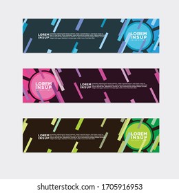 estilo moderno de plantilla de banner web
-plantilla de banner de diseño geométrico abstracto aislada en fondo gris oscuro