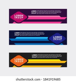 modern style of web banner template -abstract geometric web design banner template isolated on dark grey background