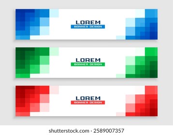 modern style wide web business banner template in pack of three vector