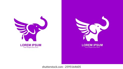 modern style winged elephant logo design