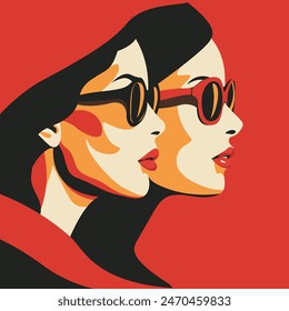 Modern style Women's Equality Day in United States. Female holiday, celebrated annually in August 26. Retro red color. For Poster, greeting card, banner and background. Vector flat illustration