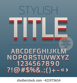 Modern styled 3D stylish set of alphabet letters, numbers and punctuation symbols with shadow