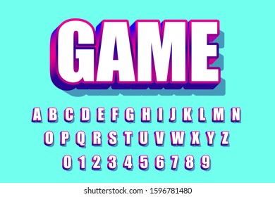modern styled 3D trendy font and alphabet for poster, sticker