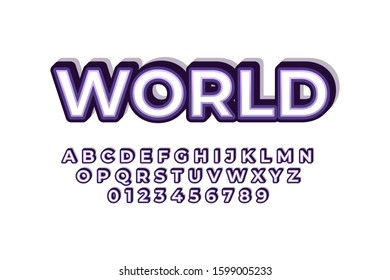 modern styled 3D trendy font and alphabet for poster, sticker