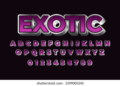 modern styled 3D trendy font and alphabet for poster, sticker