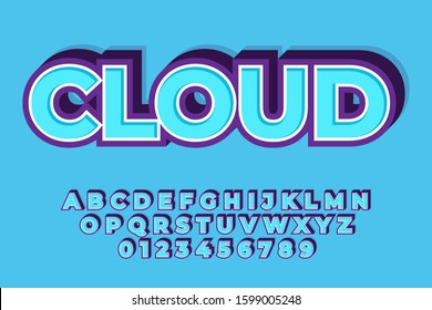 modern styled 3D trendy font and alphabet for poster, sticker