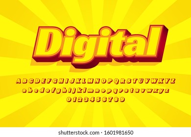 modern styled 3D trendy font and alphabet for poster, sticker