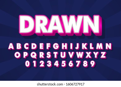 modern styled 3D trendy font and alphabet for poster, sticker