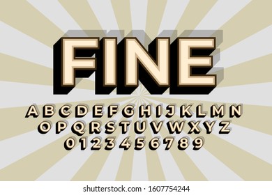 modern styled 3D trendy font and alphabet for poster, sticker