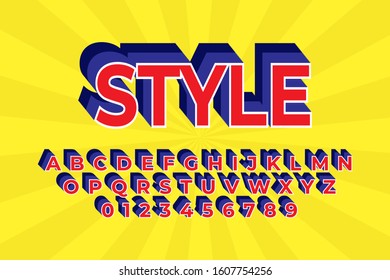 modern styled 3D trendy font and alphabet for poster, sticker