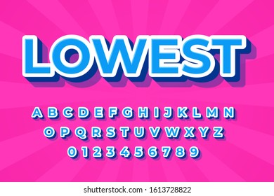 modern styled 3D trendy font and alphabet for poster, sticker