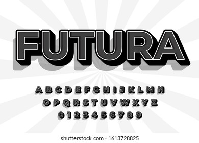 modern styled 3D trendy font and alphabet for poster, sticker