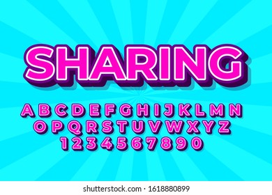 modern styled 3D trendy font and alphabet for poster, sticker