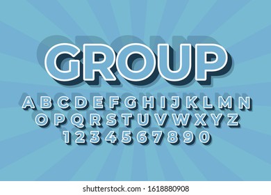 modern styled 3D trendy font and alphabet for poster, sticker