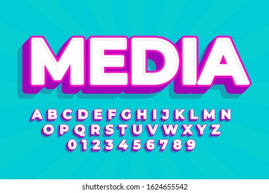 modern styled 3D trendy font and alphabet for poster, sticker