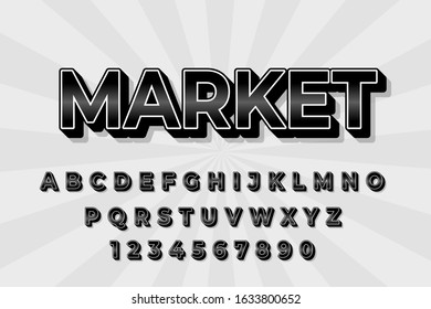 modern styled 3D trendy font and alphabet for poster, sticker