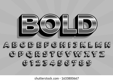 modern styled 3D trendy font and alphabet for poster, sticker
