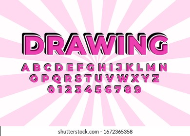 modern styled 3D trendy font and alphabet for poster, sticker