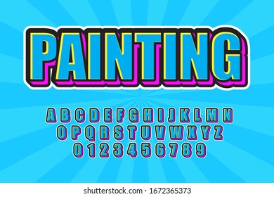 letra y alfabeto moderno en 3D para afiches, pegatinas