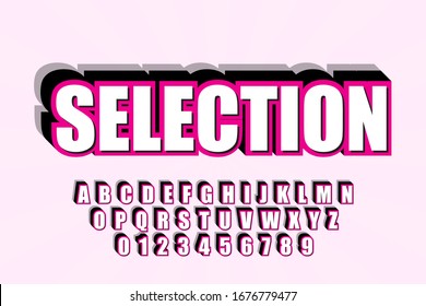 modern styled 3D trendy font and alphabet for poster,  sticker