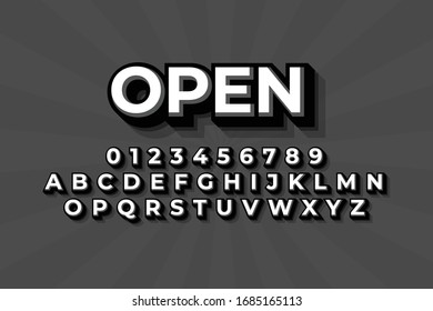 modern styled 3D trendy font and alphabet for poster, sticker