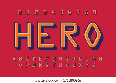 modern styled 3D trendy font and alphabet for poster, sticker