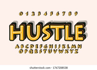 modern styled 3D trendy font and alphabet for poster, sticker