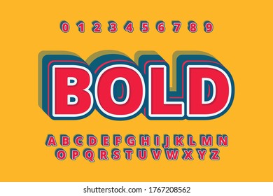 modern styled 3D trendy font and alphabet for poster, sticker