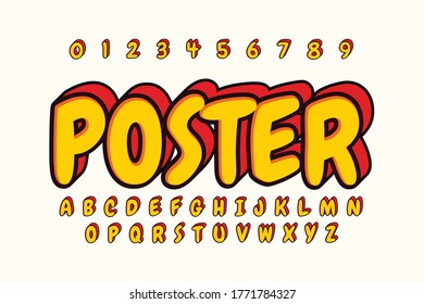 modern styled 3D trendy font and alphabet for poster, sticker