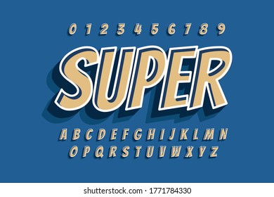 modern styled 3D trendy font and alphabet for poster, sticker