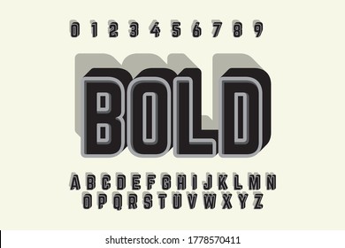 modern styled 3D trendy font and alphabet for poster, sticker