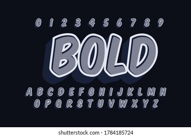 modern styled 3D trendy font, alphabet and number for poster, sticker
