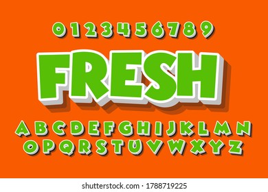 modern styled 3D trendy font and alphabet for poster, sticker