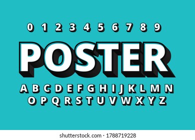 modern styled 3D trendy font and alphabet for poster, sticker