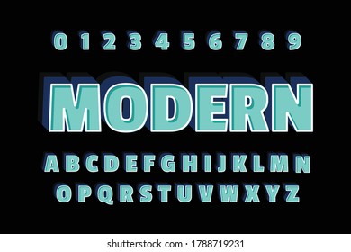 3D-Schrift mit modernem Design und Alphabet für Poster, Aufkleber