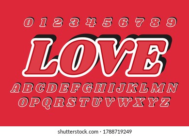 modern styled 3D trendy font and alphabet for poster, sticker