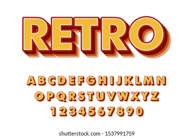 Modern styled 3D trendy set of alphabet letters