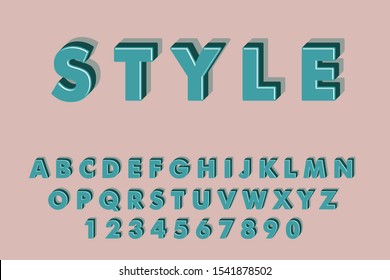 Modern styled 3D trendy set of alphabet letters