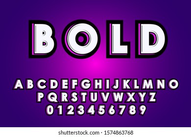 Modern styled 3D trendy set of alphabet letters