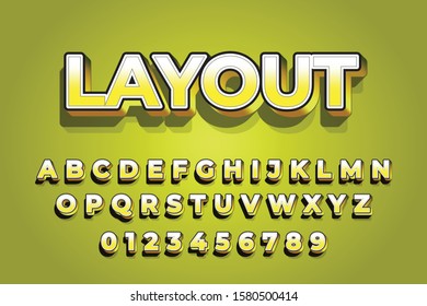 Modern styled 3D trendy set of alphabet letters
