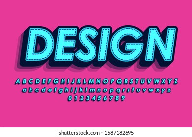 Modern styled 3D trendy set of alphabet letters