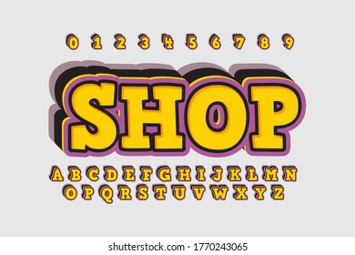 Modern styled 3D trendy set of alphabet letters