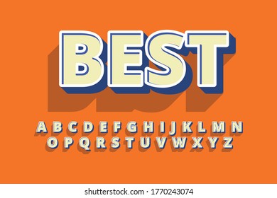 Modern styled 3D trendy set of alphabet letters