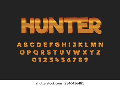 Modern styled 3D trendy set of alphabet letters