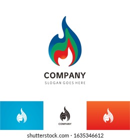 Modern Styled Fire flame water Logo Template vector icon Oil gas and energy logo concept