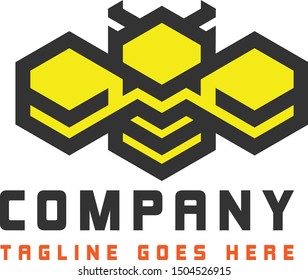 Modern stylised bold bee logo suitable for all kind of industries. strong building construction city minimalist