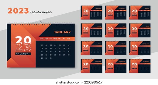 Modern Stylish 2023 Desk Calendar Design Template Of 12 Month Planner