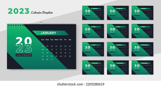 Modern Stylish 2023 Desk Calendar Design Template Of 12 Month Planner