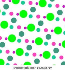 Modern stylish abstract geometric pattern with colorful bright strokes green pink circles on a dark background. Vector illustration for fabric, Wallpaper, textile, wrapping paper and more.