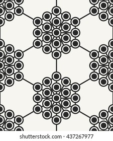 Modern stylish abstract hexagonal texture with structure of repeating circles. Vector seamless pattern. Perfect background for prints, wrapping paper and interior.